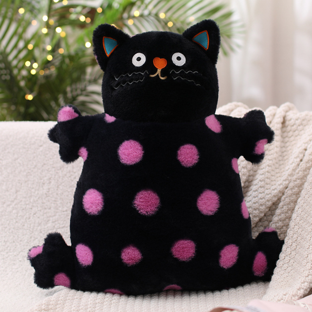 Polka Dots Cat Plush Stuffed Animal Cushion 45cm/17.7inch