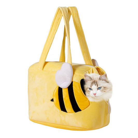 Bolso de hombro de felpa estilo abeja para gato