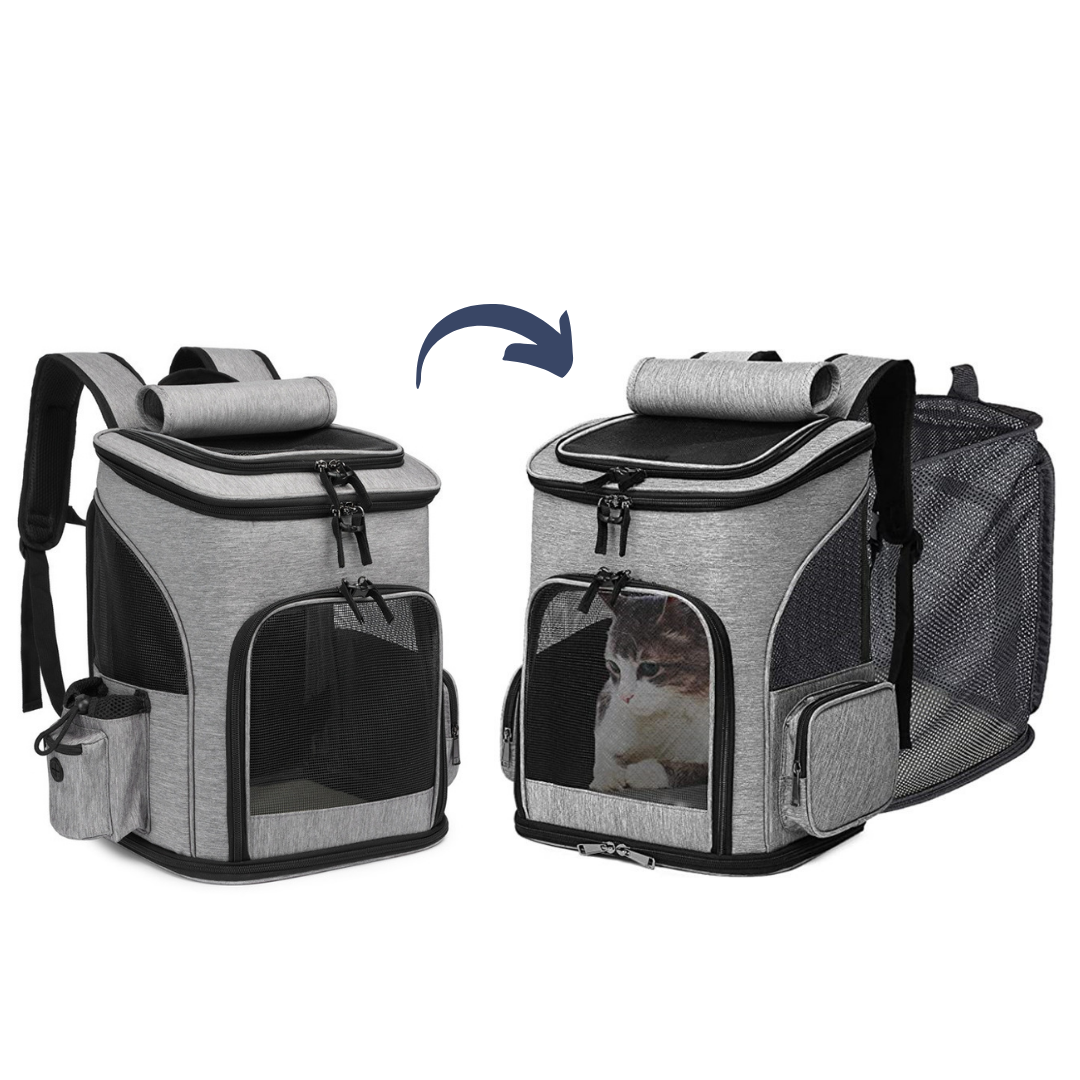 Mochila transportadora para gatos expandible